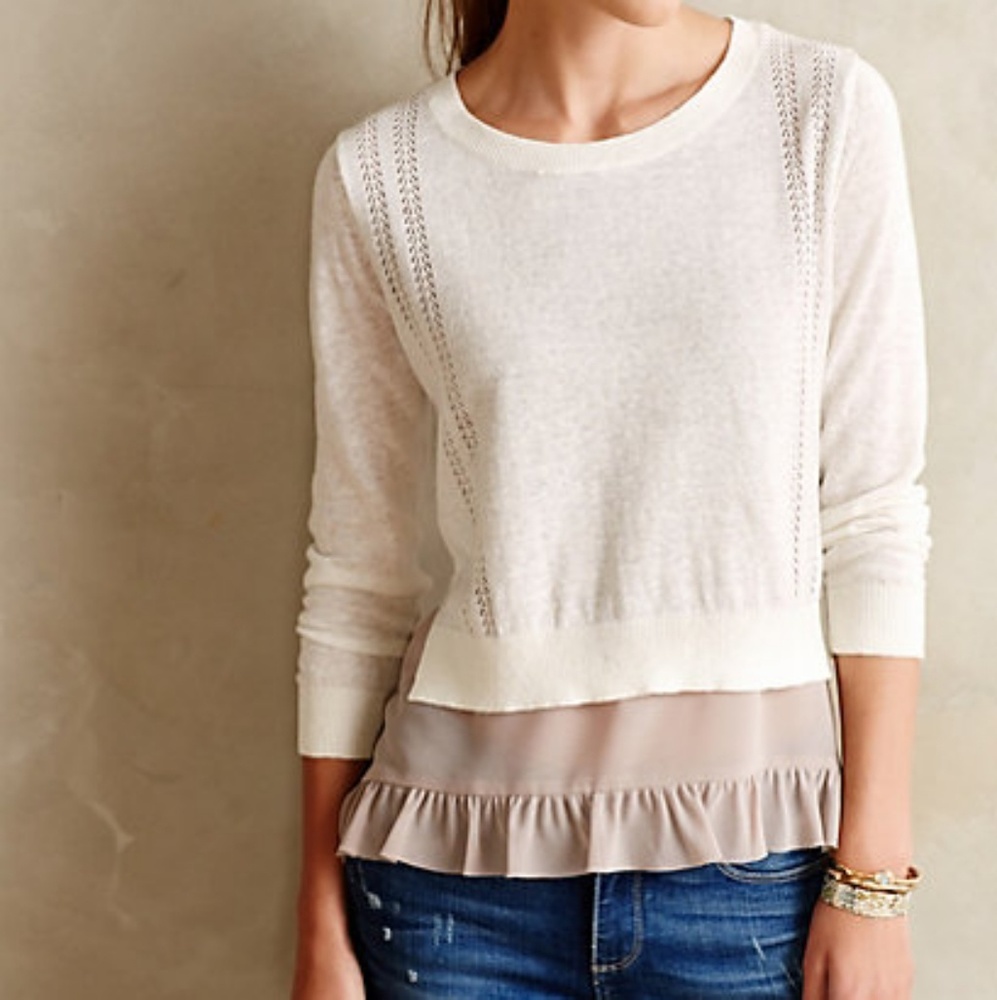 Anthropologie Yellow Bird layered ruffle sweater
